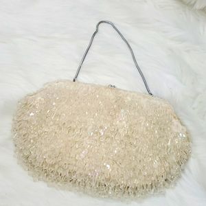 Vintage Rechere Bag beaded white evening purse bag Y2K